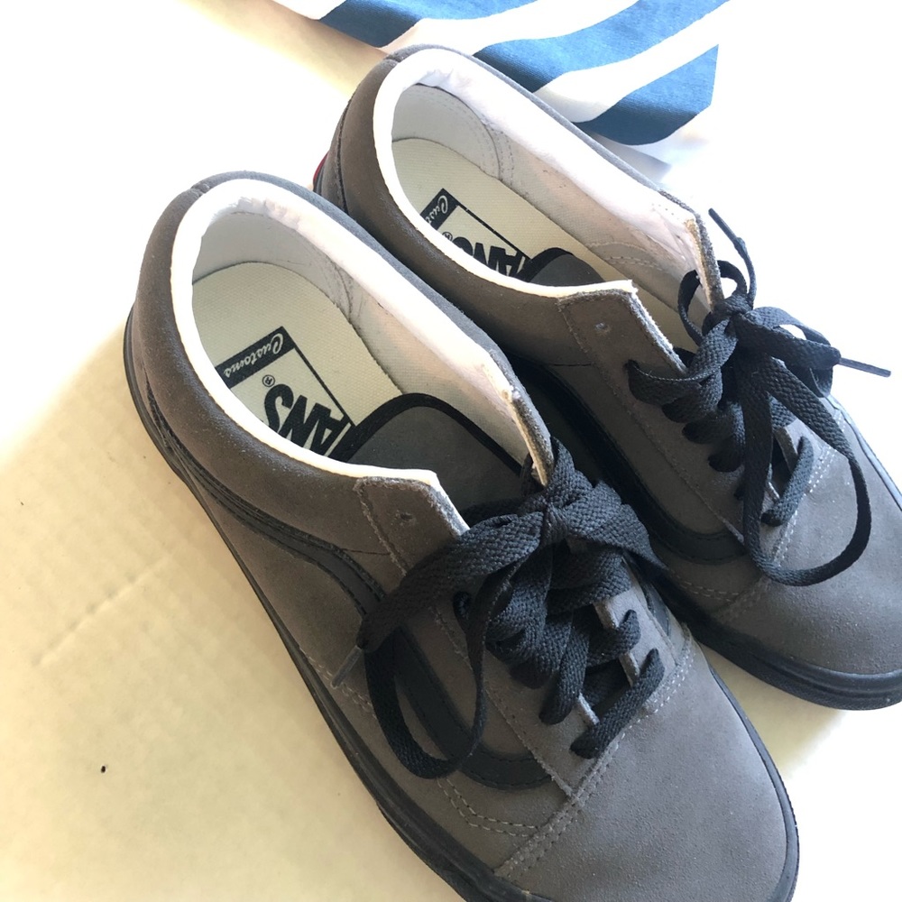 Women’s Black with Grey Suede Custom Vans Shoes